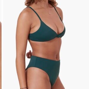 Andie Bikini Set Santorini Top 90s High Waisted Bottom Cascade Green size S NWOT